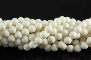 White Sponge Coral 8mm Round Beads 16  