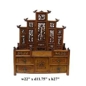  Chinese Scenery Caved Display Shrine Chest Ass620