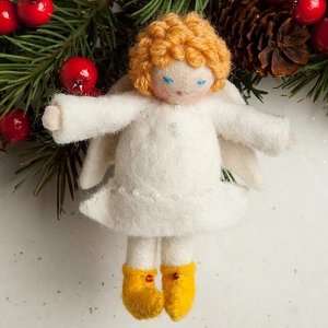  100% All Natural Wool Handmade Tip Toe Angel Girl Ornament 