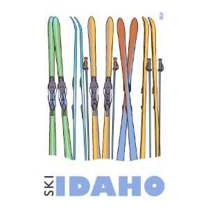  Idaho, Skis in the Snow Giclee Poster Print, 12x16