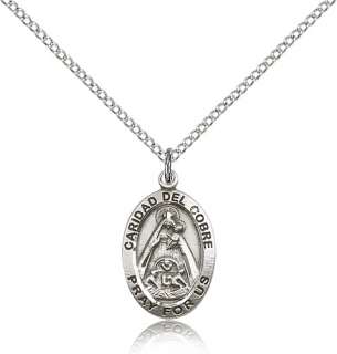 925 3/4 Silver Caridad Cobre Medal Pendant Necklace  