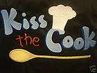 kiss the cook with wooden spoon embroidered apron great for