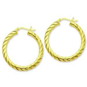  Sterling Silver Gold Flashed Open Turned Twist 35mm Hoop 