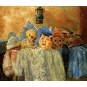   James Ensor   24 x 20 inches   Pierrot et Squelettes