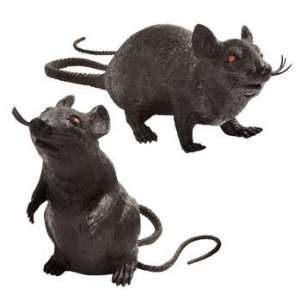  Spooky Plastic Squeaking Rats 8   9 Inches Tall(2 pack 