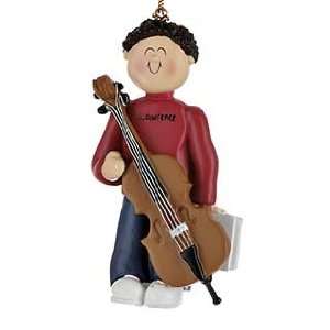 Personalized Cello Player   Male Christmas Ornament 