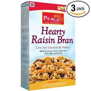 Peace Cereal Hearty Raisin Bran Low Fat, 10.5 Ounce (Pack of 3 