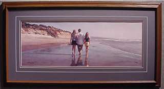 Steve Hanks FATHERS DAY Framed Print   Dad and Daughters on Beach 