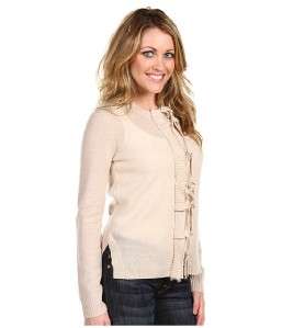NWT JUICY COUTURE RUFFLE FRONT CARDIGAN CASHMERE $198 L  