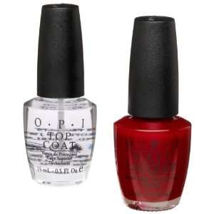 OPI Nail Polish, Got The Blues For Red (W52), 0.5 Ounce & Classic Top 