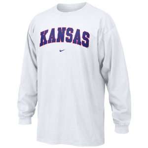 Nike Kansas Jayhawks White College Classic Long Sleeve Tee Shirt 