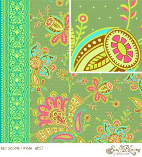 Amy Butler Soul Blossoms Sari Blooms Moss Fabric by yard  
