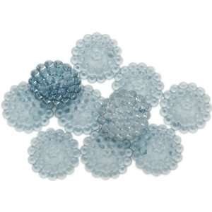 Sparklers Flat Back Non Adhesive Buttons Scalloped, No Rhinestone Blue 