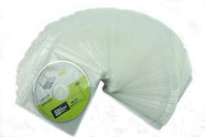 100 Plastic CD DVD Sleeve Envelope Holder 200Disc White  