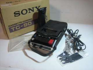 U1) Vintage Sony TC 90 Cassestte Recorder Player w/ Accessories 