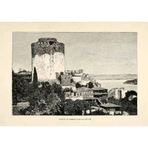  1890 Steel Engraving Towers Fortress Europe Romolo Hissar 