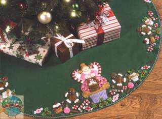 Felt Embroidery Kit Cupcake Angel Christmas Tree Skirt  