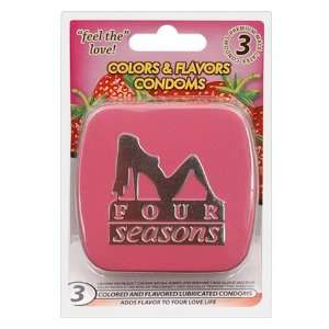 Four seasons condoms colors and flavors   3 pack tin