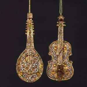  Pack of 6 Gold Scroll Design Mandolin and Violin Christmas 