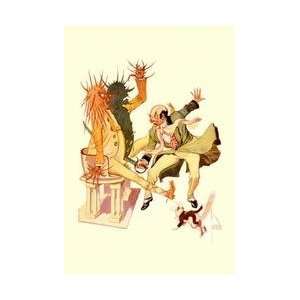  The Wizard Cut the Sorcer in Two 28x42 Giclee on Canvas 