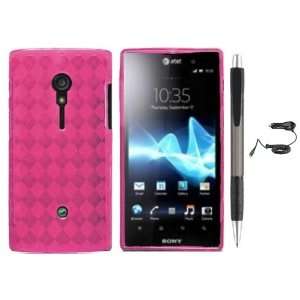  Hot Pink Checker Design Protector TPU Cover Case for Sony Xperia Ion 