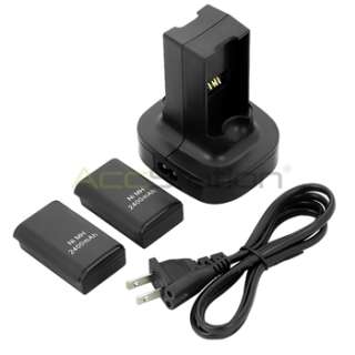 For Xbox 360 Blk Dual Battery Charging Station Dock  