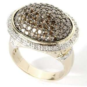    14K Gold 1.15ct Chocolate & White Diamond Dome Ring Jewelry