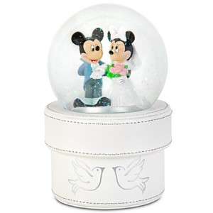 NEW Mickey & Minnie Mouse Wedding Snowglobe & Gift Box  