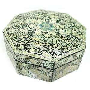 com Silver J Wooden mother of pearl keepsake box, octagonal sweet box 