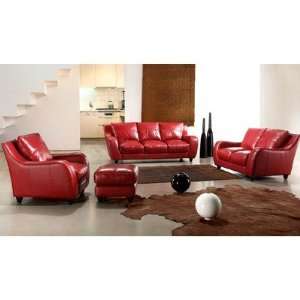    Napoli Red 3 Leather Piece Sofa Set in Red