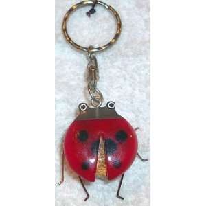  Wooden Hand Crafted Lady Bug Key Ring 