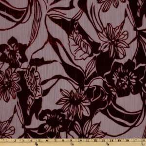  48 Wide Velvet Burnout Sheer Floral Burgundy Fabric By 