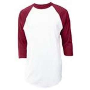  Soffe Adult White/Maroon Midweight Cotton/Poly Baseball 