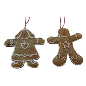   Christmas Decorations   Resin Gingerbread Boy and Girl