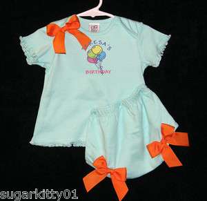 Personalized Ruffle Dress & Diaper Cover 3 Sizes Green  Birthday 