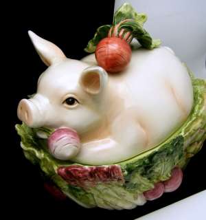 Fitz & Floyd Covered Bowl French Market Pig Adorable  