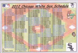 CHICAGO WHITE SOX 2012 MLB BASEBALL SCHEDULE FRIDGE MAGNET  