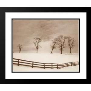   Framed and Double Matted 25x29 Snowscape with Fence