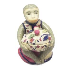  Hand Painted Porcelain Monkey with Peach Box