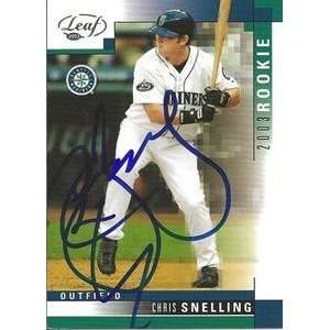  Chris Snelling Signed Seattle Mariners 2003 Leaf Card 