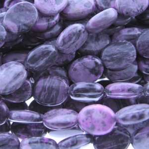Purple Laguna Lace  Oval Plain   10mm Height, 8mm Width, Sold by 7 