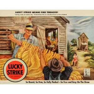  1943 Ad Lucky Strike Cigarettes Tobacco Smoking Leaves 