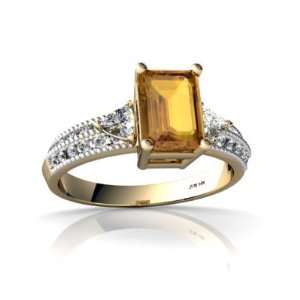    14K Yellow Gold Emerald cut Genuine Citrine Ring Size 8.5 Jewelry