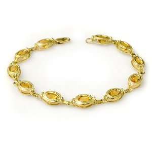  Genuine 5.05 ctw Citrine Bracelet 10K Yellow Gold Jewelry
