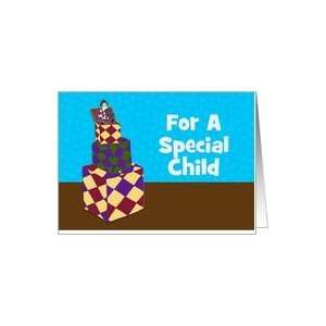  Kids Birthday   Little Harlequin Doll on Boxes Card Toys 