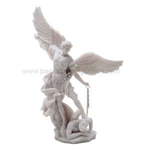 ST SAINT MICHAEL STATUE DEFEATING LUCIFER IN CHAINS FIGURINE CHRISTIAN 