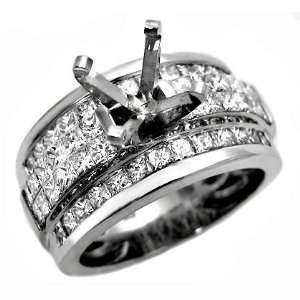  2.85ct Princess Cut Diamond Semi Mount Setting Ring 14k 