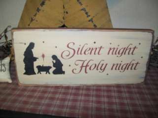 PRIMITIVE CHRISTMAS SIGN~~SILENT NIGHT~HOLY NIGHT~JESUS  