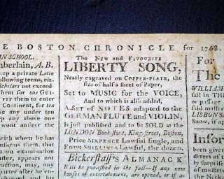   Song John Dickinson Benjamin Franklin 1768 Colonial America Newspaper