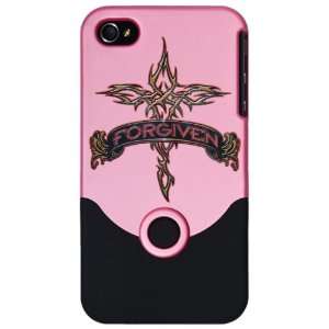  iPhone 4 or 4S Slider Case Pink Forgiven Cross Everything 